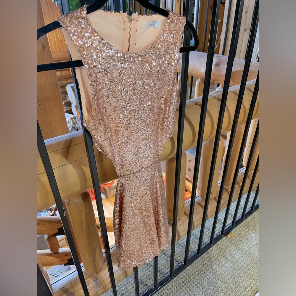 TOBI Rose Gold Small Sequin Dress
